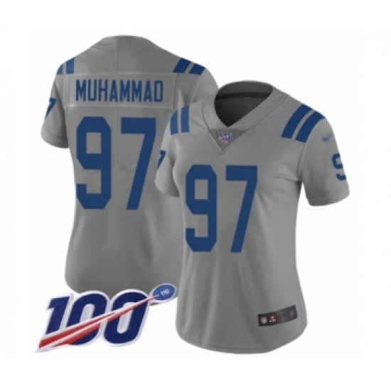 Women's Indianapolis Colts #97 Al-Quadin Muhammad Limited Gray Inverted Legend 100th Season Football Jersey - Ujersey