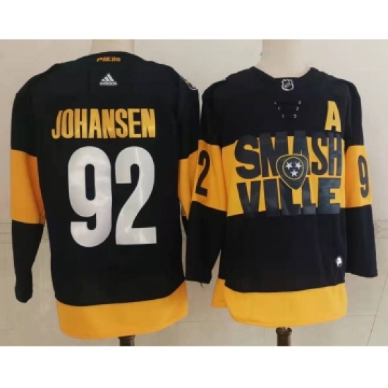 Men's Nashville Predators #92 Ryan Johansen Black 2022 Stadium Series adidas Stitched NHL Jersey - Ujersey