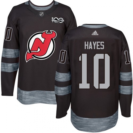 Men's Adidas New Jersey Devils #10 Jimmy Hayes Authentic Black 1917-2017 100th Anniversary NHL Jersey - Ujersey