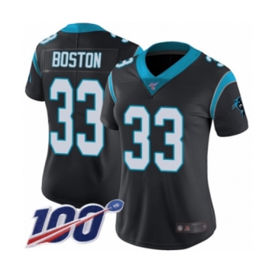 Women's Carolina Panthers #33 Tre Boston Black Team Color Vapor Untouchable Limited Player 100th Season Football Jersey - Ujersey