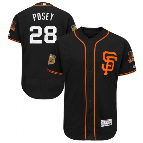 Men's Majestic San Francisco Giants #28 Buster Posey Black 2017 Spring Training Authentic Collection Flex Base MLB Jersey