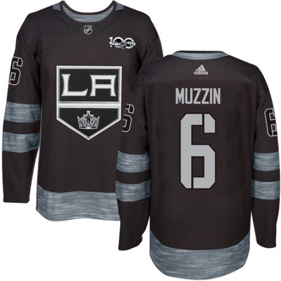 Men's Adidas Los Angeles Kings #6 Jake Muzzin Premier Black 1917-2017 100th Anniversary NHL Jersey
