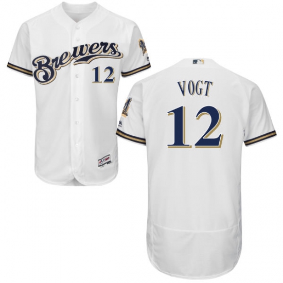 Men's Majestic Milwaukee Brewers #12 Stephen Vogt White Flexbase Authentic Collection MLB Jersey - Ujersey