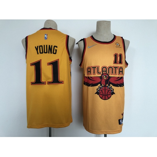 Men's Atlanta Hawks 2021-22 City Edition #11 Trae Young Orange Stitched Basketball Jersey - Ujersey