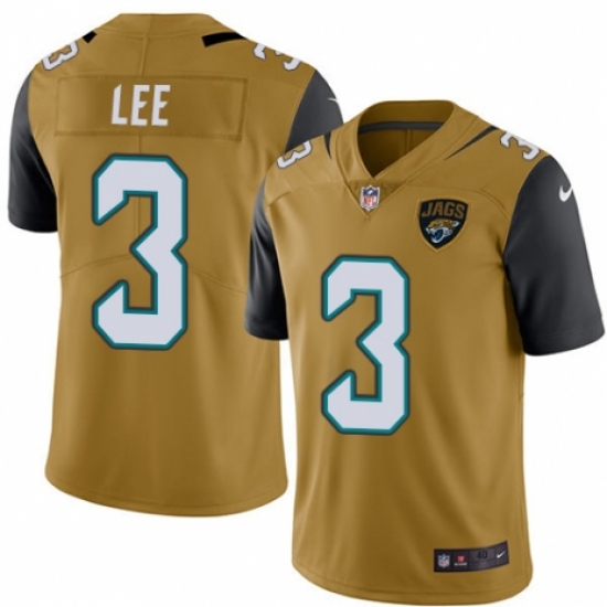 Men's Nike Jacksonville Jaguars #3 Tanner Lee Limited Gold Rush Vapor Untouchable NFL Jersey - Ujersey