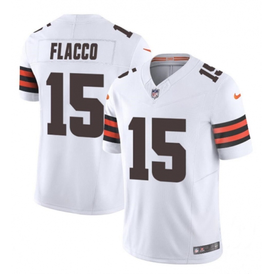 Men's Cleveland Browns #15 Joe Flacco White 2023 F.U.S.E. Vapor Limited Football Stitched Jersey - Ujersey