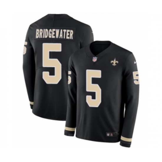Youth Nike New Orleans Saints #5 Teddy Bridgewater Limited Black Therma Long Sleeve NFL Jersey - Ujersey