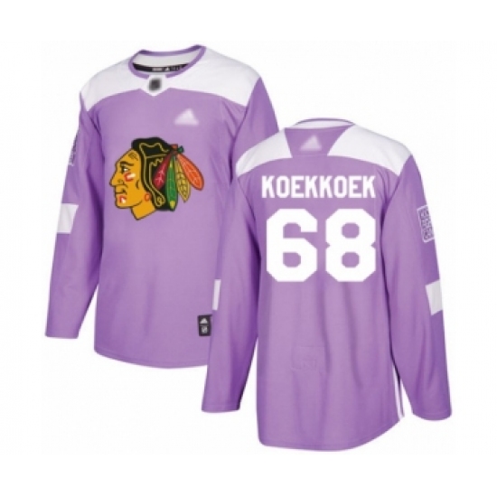 Youth Chicago Blackhawks #68 Slater Koekkoek Authentic Purple Fights Cancer Practice Hockey Jersey - Ujersey
