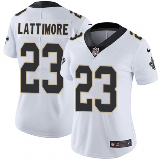 Women's Nike New Orleans Saints #23 Marshon Lattimore White Vapor Untouchable Elite Player NFL Jersey - Ujersey