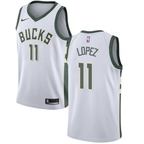 Youth Nike Milwaukee Bucks #11 Brook Lopez Swingman White NBA Jersey - Association Edition - Ujersey