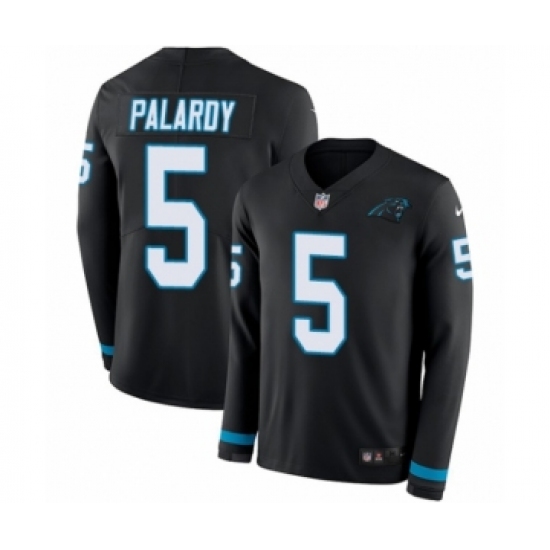Youth Nike Carolina Panthers #5 Michael Palardy Limited Black Therma Long Sleeve NFL Jersey - Ujersey