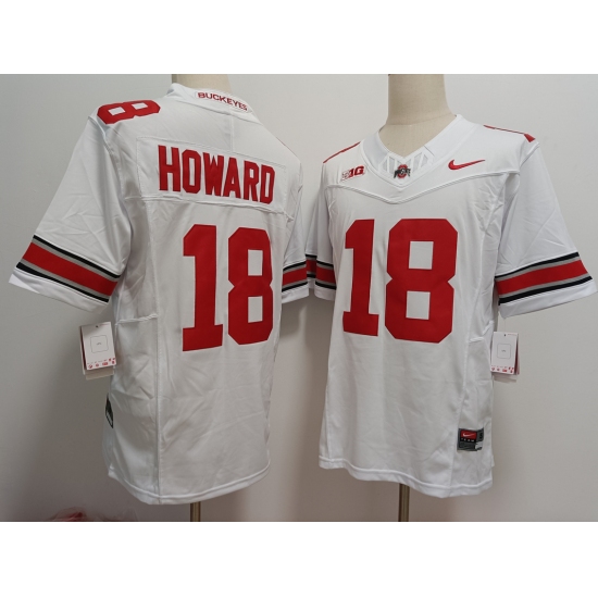 Men's Ohio State Buckeyes #18 Will Howard White FUSE College Football Jersey - Ujersey