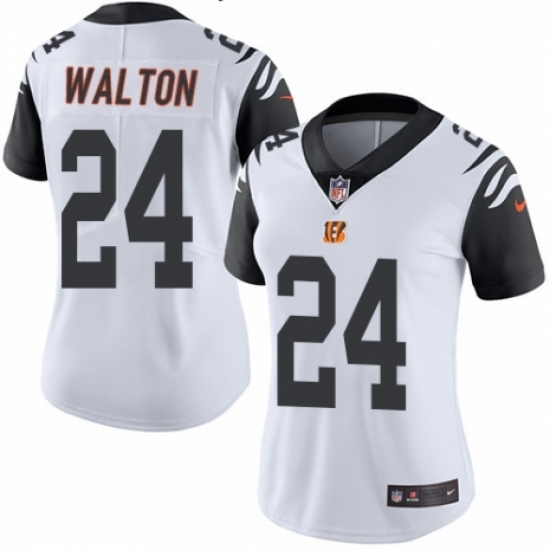 Women's Nike Cincinnati Bengals #24 Mark Walton Limited White Rush Vapor Untouchable NFL Jersey - Ujersey