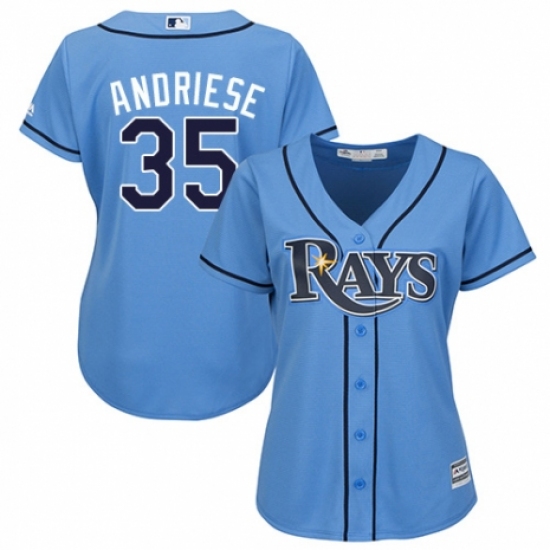 Women's Majestic Tampa Bay Rays #35 Matt Andriese Replica Light Blue Alternate 2 Cool Base MLB Jersey - Ujersey