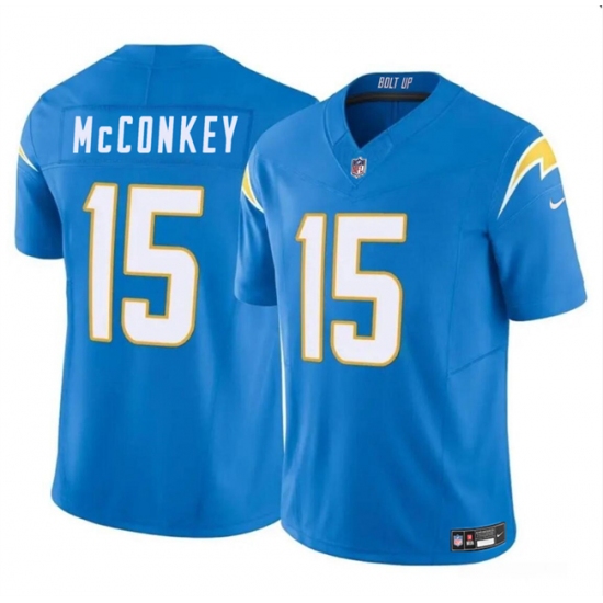 Youth Los Angeles Chargers #15 Ladd McConkey Light Blue 2024 Draft F.U.S.E Vapor Limited Football Stitched Jersey - Ujersey