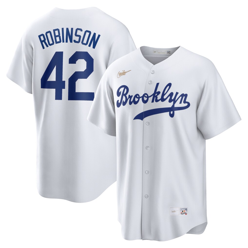 Men's Brooklyn Dodgers Jackie Robinson Nike White Cooperstown Collection Jackie Robinson Day Jersey - Ujersey