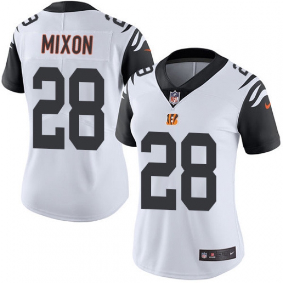 Women's Nike Cincinnati Bengals #28 Joe Mixon Limited White Rush Vapor Untouchable NFL Jersey - Ujersey
