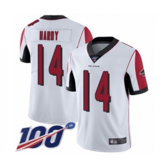 Men's Atlanta Falcons #14 Justin Hardy White Vapor Untouchable Limited Player 100th Season Football Jersey - Ujersey