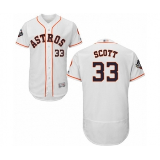 Men's Houston Astros #33 Mike Scott White Home Flex Base Authentic Collection 2019 World Series Bound Baseball Jersey - Ujersey