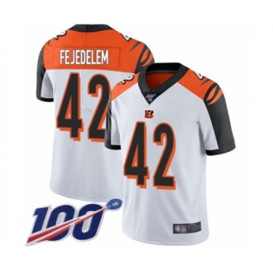 Men's Cincinnati Bengals #42 Clayton Fejedelem White Vapor Untouchable Limited Player 100th Season Football Jersey - Ujersey