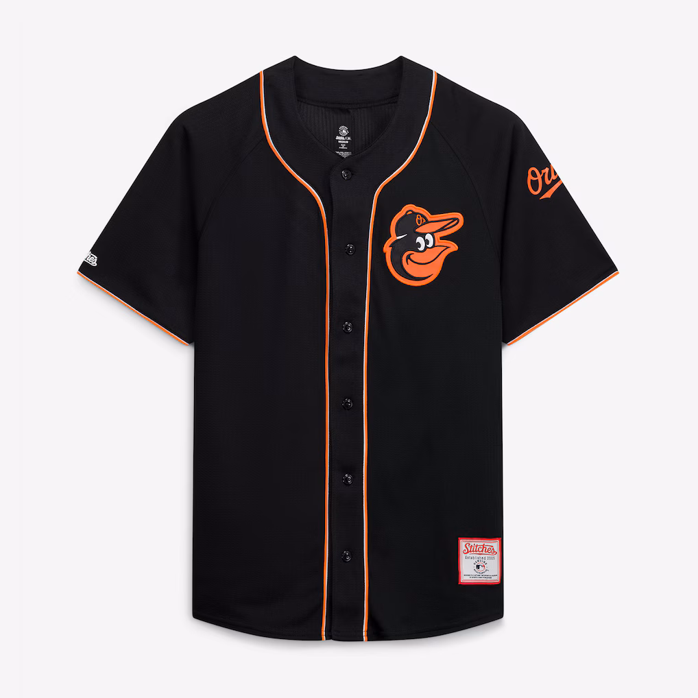 Men's Baltimore Orioles Stitches Black Team Color Full-Button Fashion Jersey - Ujersey