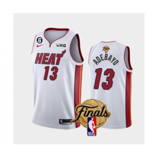Men's Miami Heat #13 Bam Adebayo White 2023 Finals Association Edition With NO.6 Stitched Basketball Jersey - Ujersey