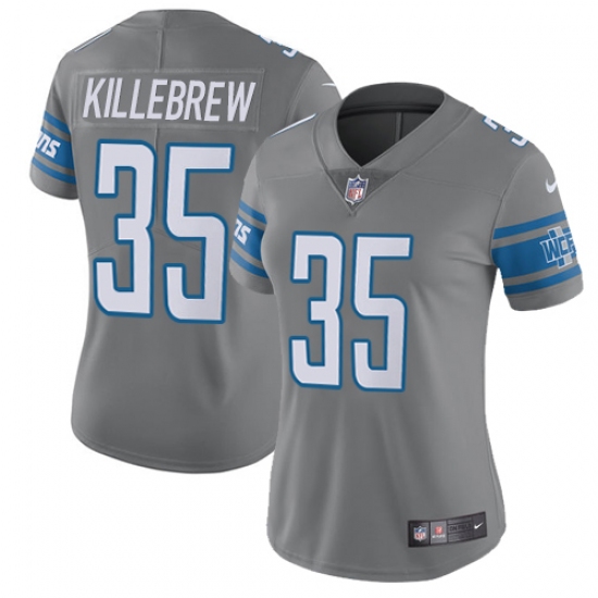 Women's Nike Detroit Lions #35 Miles Killebrew Limited Steel Rush Vapor Untouchable NFL Jersey - Ujersey