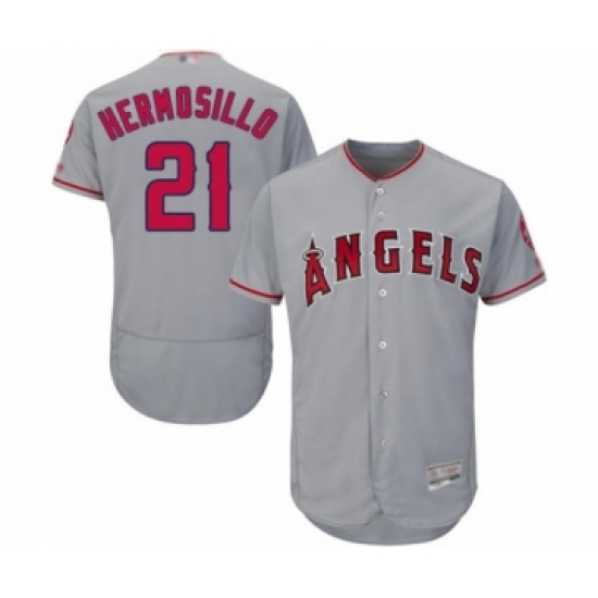 Men's Los Angeles Angels of Anaheim #21 Michael Hermosillo Grey Road Flex Base Authentic Collection Baseball Player Jersey - Ujersey
