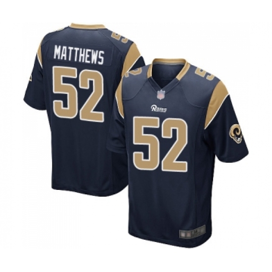 Men's Los Angeles Rams #52 Clay Matthews Game Navy Blue Team Color Football Jersey - Ujersey
