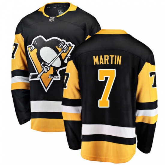 Men's Pittsburgh Penguins #7 Paul Martin Fanatics Branded Black Home Breakaway NHL Jersey - Ujersey