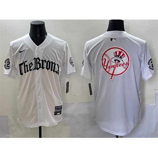 Mens New York Yankees Team Big Logo White 'Gothic Legacy Edition' Vapor Premier Limited Stitched Baseball Jersey - ujerseystore