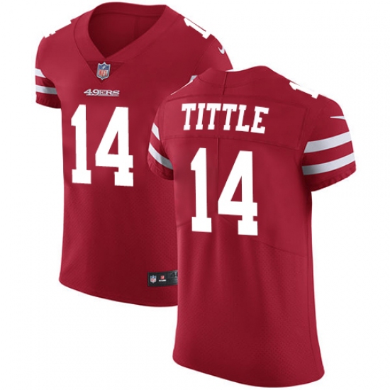 Men's Nike San Francisco 49ers #14 Y.A. Tittle Red Team Color Vapor Untouchable Elite Player NFL Jersey - Ujersey