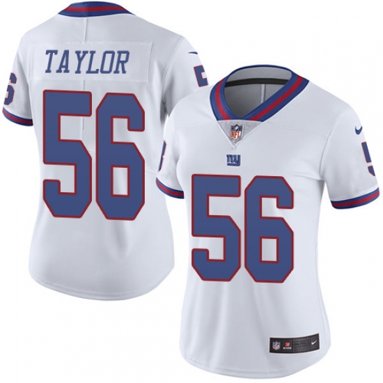 Women's Nike New York Giants #56 Lawrence Taylor Limited White Rush Vapor Untouchable NFL Jersey - Ujersey