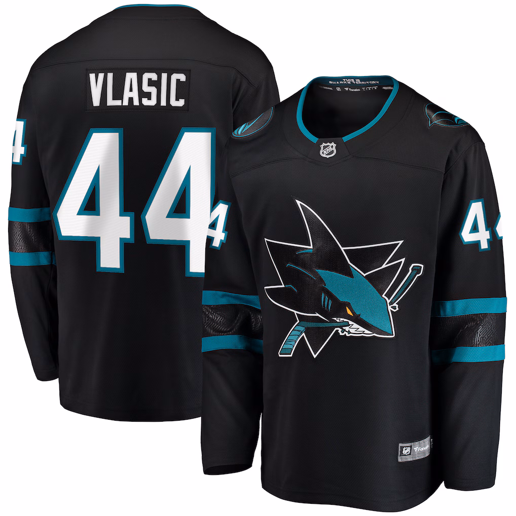 Men's San Jose Sharks Marc-Edouard Vlasic Fanatics Black Breakaway Jersey - SUjersey01