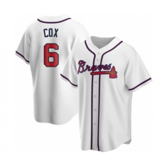 Women Bobby Cox #6 Atlanta Braves White Replica Home Jersey - Ujersey