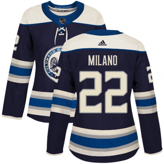 Women's Adidas Columbus Blue Jackets #22 Sonny Milano Authentic Navy Blue Alternate NHL Jersey - Ujersey