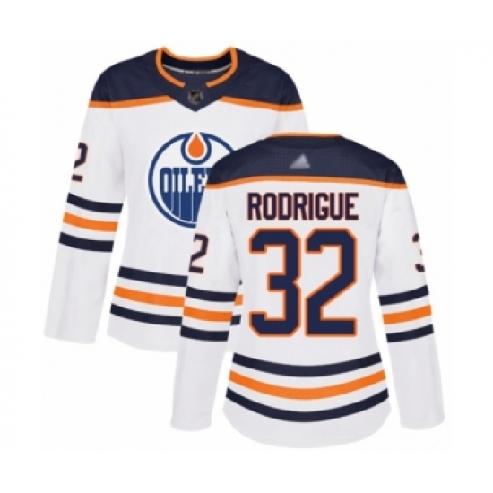 Women's Edmonton Oilers #32 Olivier Rodrigue Authentic White Away Hockey Jersey - Ujersey