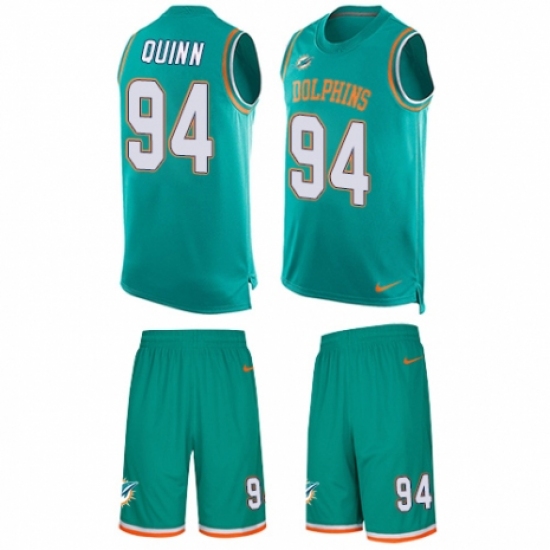 Men's Nike Miami Dolphins #94 Robert Quinn Limited Aqua Green Tank Top Suit NFL Jersey - Ujersey