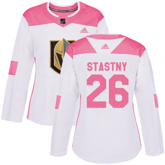 Women's Adidas Vegas Golden Knights #26 Paul Stastny Authentic White Pink Fashion NHL Jersey - Ujersey