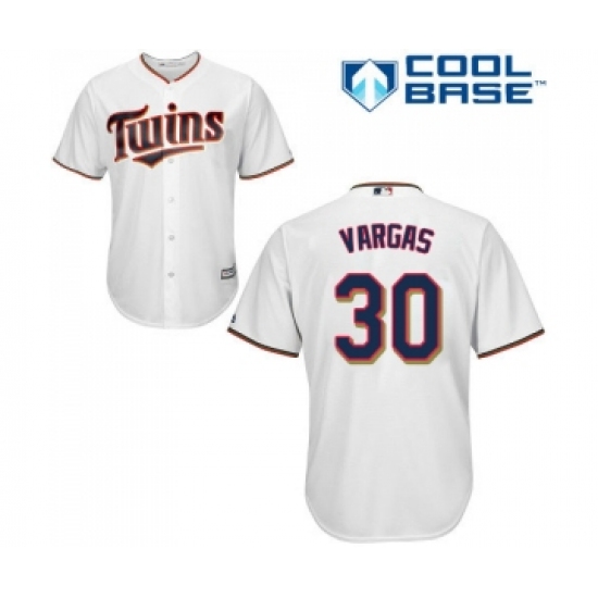 Men's Minnesota Twins #30 Kennys Vargas Replica White Home Cool Base Baseball Jersey - Ujersey