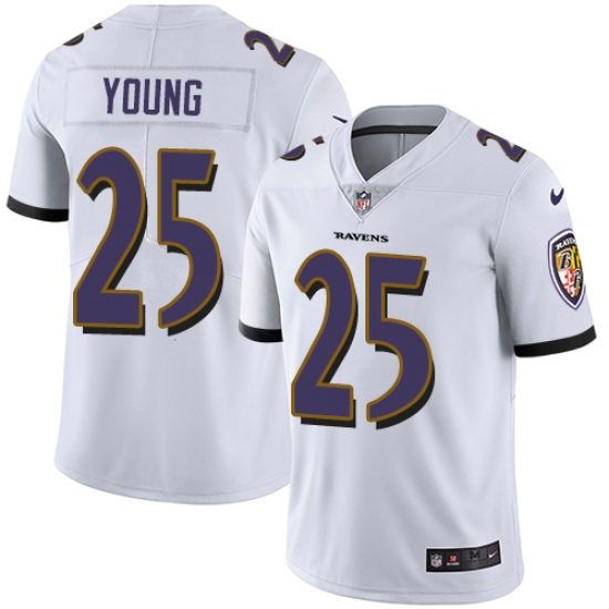 Men's Nike Baltimore Ravens #25 Tavon Young White Vapor Untouchable Limited Player NFL Jersey