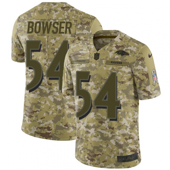 Youth Nike Baltimore Ravens #54 Tyus Bowser Limited Camo 2018 Salute to Service NFL Jersey - Ujersey