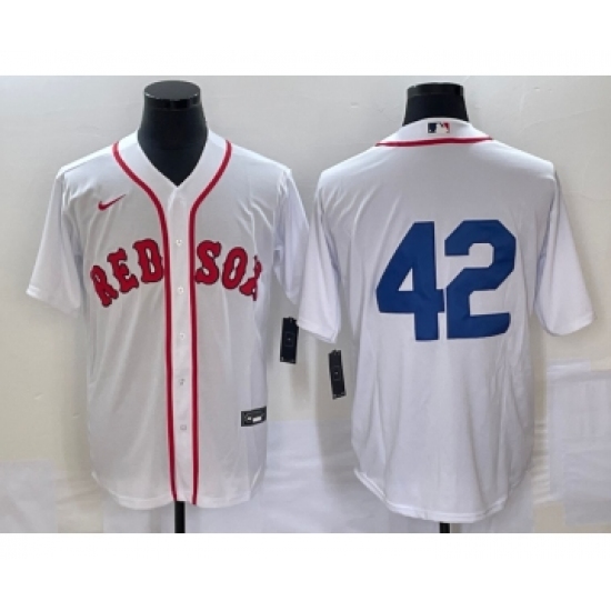 Men's Boston Red Sox #42 Jackie Robinson White Cool Base Stitched Baseball Jersey - Ujersey
