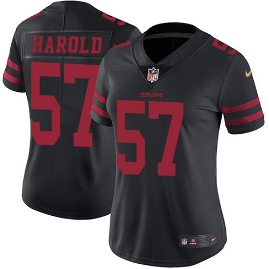 Women's Nike San Francisco 49ers #57 Eli Harold Elite Black NFL Jersey - Ujersey