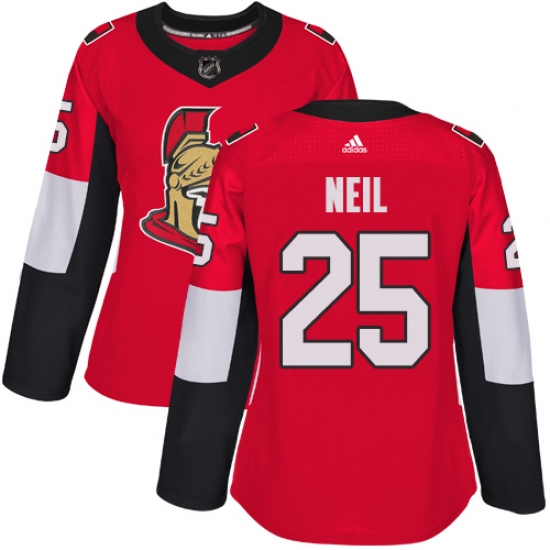 Women's Adidas Ottawa Senators #25 Chris Neil Authentic Red Home NHL Jersey - Ujersey