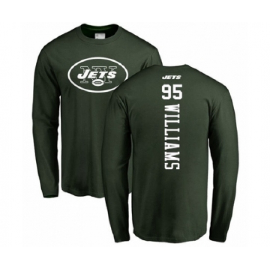 Football New York Jets #95 Quinnen Williams Green Backer Long Sleeve T-Shirt - Ujersey