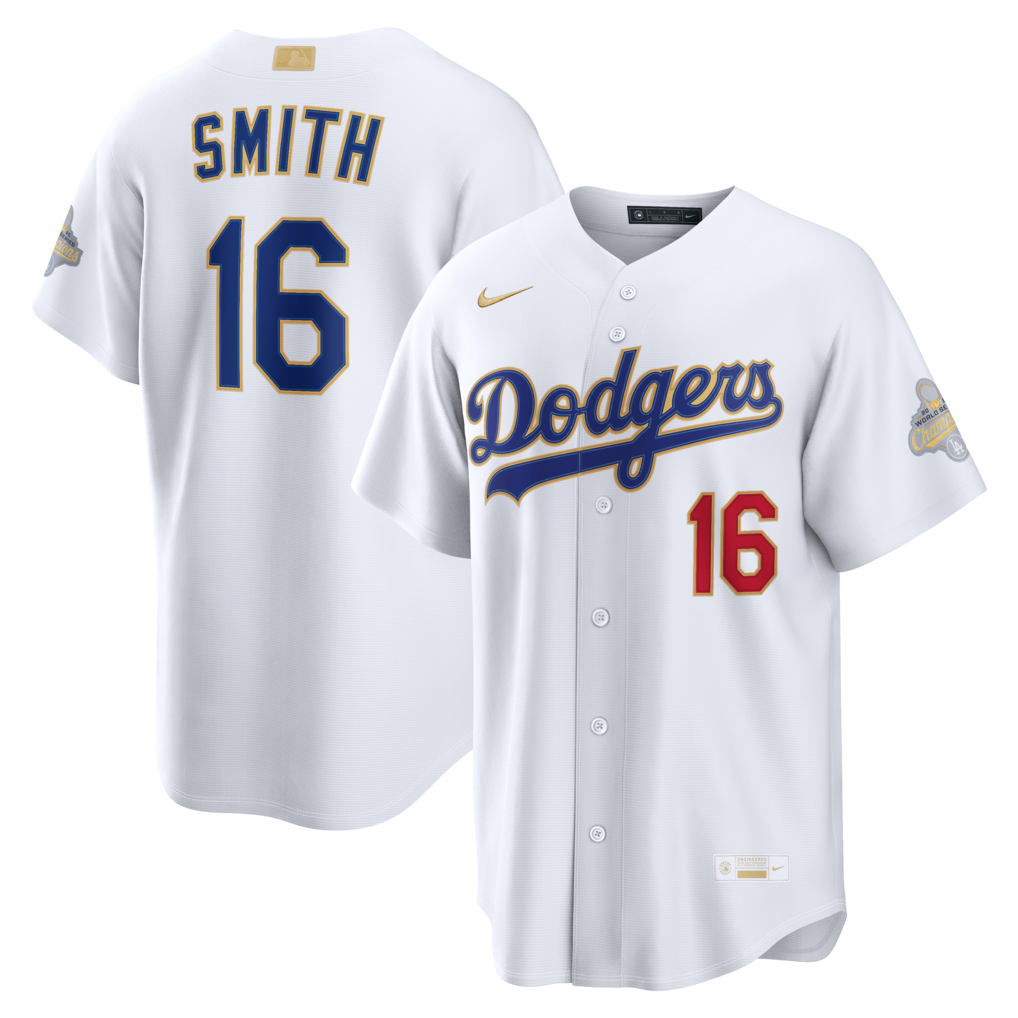 Men's Los Angeles Dodgers Will Smith Nike White 2026 Gold Collection Stadium Jersey - ujerseystore
