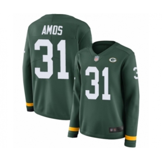 Women's Green Bay Packers #31 Adrian Amos Limited Green Therma Long Sleeve Football Jersey - Ujersey