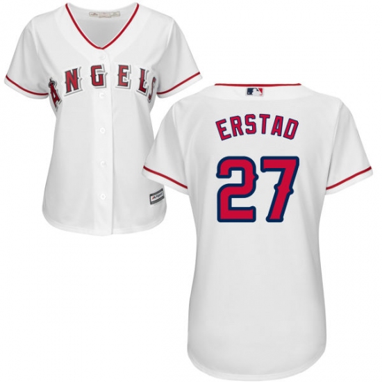 Women's Majestic Los Angeles Angels of Anaheim #27 Darin Erstad Authentic White Home Cool Base MLB Jersey - Ujersey