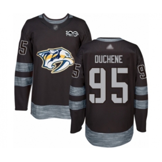 Men's Nashville Predators #95 Matt Duchene Authentic Black 1917-2017 100th Anniversary Hockey Jersey - Ujersey